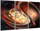 GroepArt - Schilderij -  Abstract - Bruin, Geel, Wit - 120x80cm 3Luik - 6000+ Schilderijen 0p Canvas Art Collectie