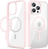 iPhone 13 Pro MagSafe Hoesje Roze - iPhone 13 Pro MagSafe Case Transparant Roze - Magsafe Hoesje iPhone 13 Pro - Shockproof MagSafe Hoesje iPhone 13 Pro - iPhone 13 Pro Transparant Hoesje Roze
