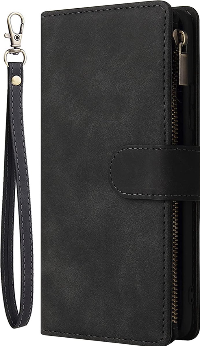 Bookcase Geschikt voor Samsung Galaxy A50 - Zwart- Portemonnee hoesje