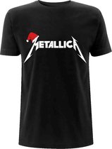 Metallica - Santa Hat Logo Heren T-shirt - M - Zwart