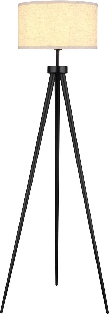 MAX Vloerlamp zwart, 1xE27 excl, incl kap beige