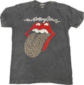 The Rolling Stones - Leopard Tongue Heren T-shirt - L - Zwart