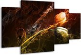 GroepArt - Schilderij -  Tulp - Oranje, Groen, Geel - 160x90cm 4Luik - Schilderij Op Canvas - Foto Op Canvas