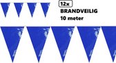 12x PVC vlaggenlijn blauw 10 meter BRANDVEILIG - Festival thema feest zalen feest verjaardag gala