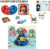 Super Mario - Verjaardag - Feestpakket - Themafeest - Feestartikelen - Versiering - Tafeldecoratie set - Slingers - Bordjes - Servetten - Uitnodigingen - Ballonnen.