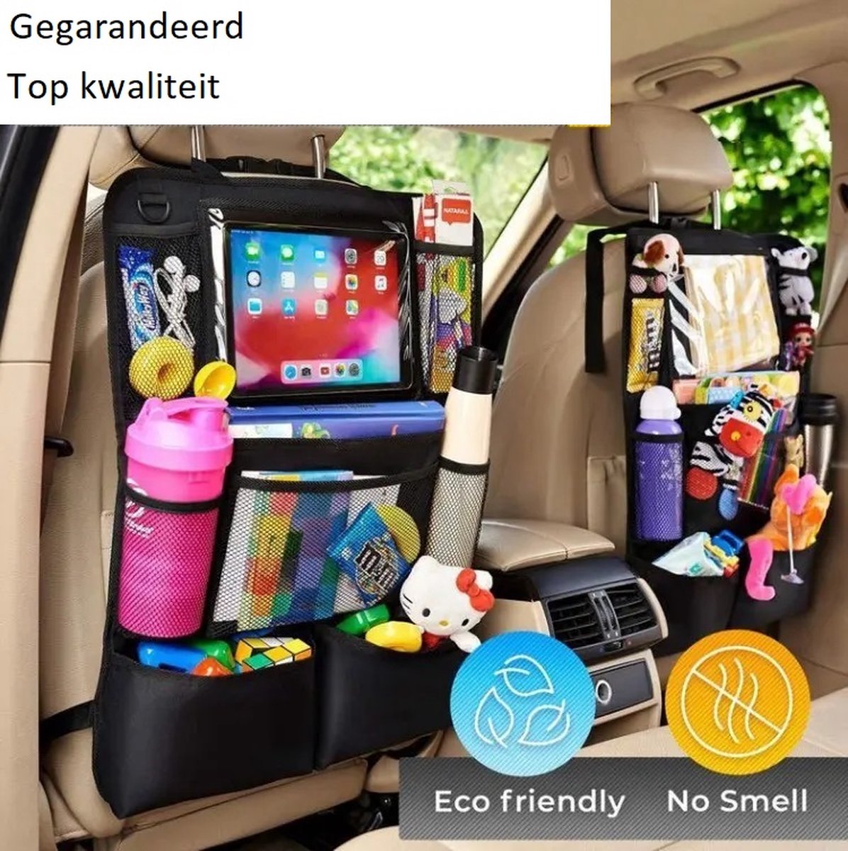 URAQT Autostoelorganizer, 2 stuks autostoelbeschermer met 8