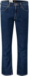Rechte, donkerblauwe herenjeans van Lee, met ritssluiting en knoop.