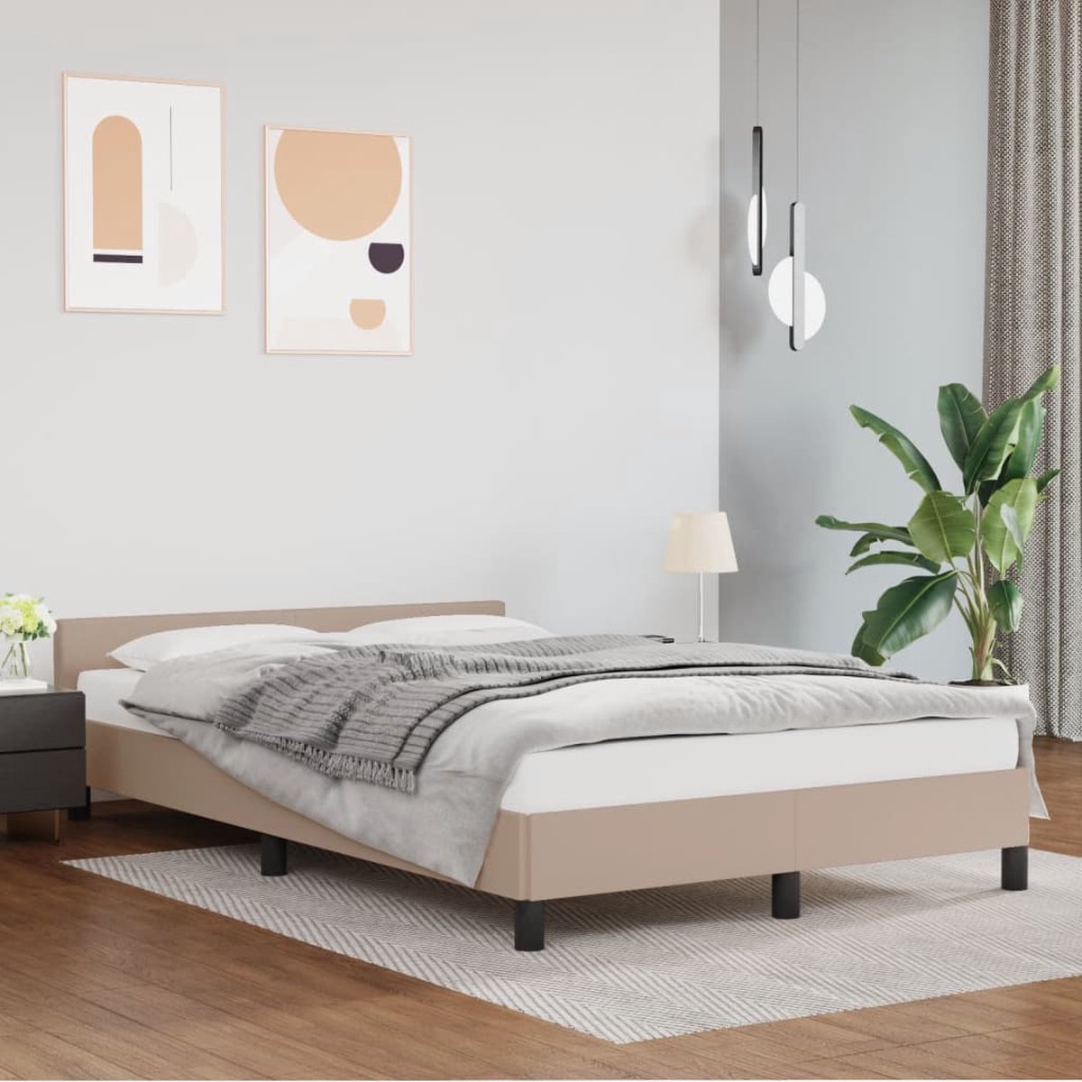 vidaXL Cadre de lit avec tête de lit en similicuir Couleur cappuccino  140x190 cm | bol.com