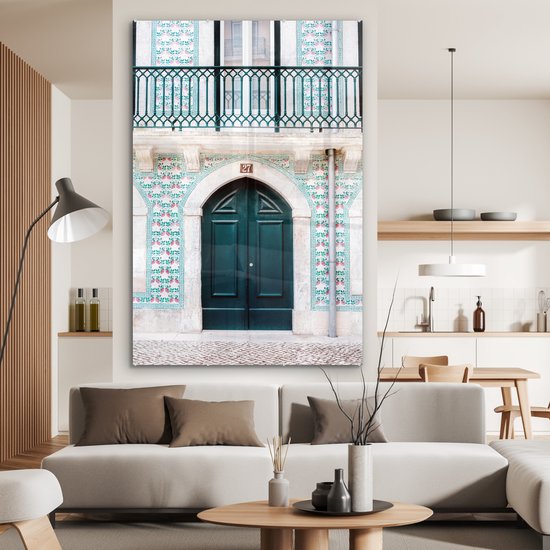 MuchoWow® Peinture sur verre 100x150 cm - Peinture sur verre acrylique - Porte - Bois - Vert - Maison - Photo sur verre - Peintures