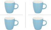 Mugs/tasses à café - set de 4 - bleu clair avec texte - 220ml
