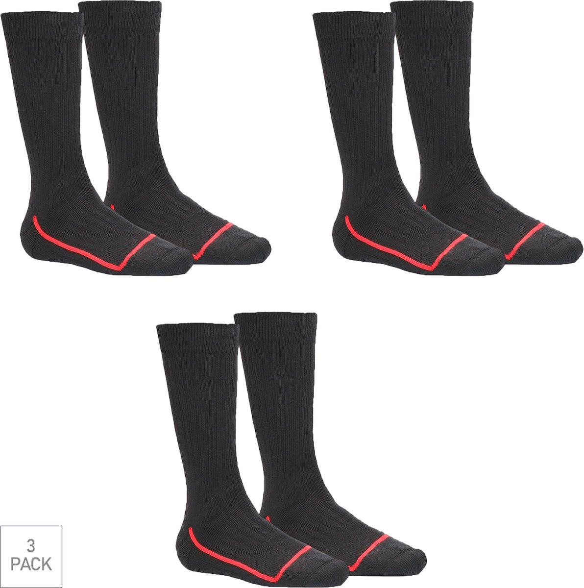 Bata Industrials - 3-Pack - Thermo Wollen Werksokken - Extra Sterk - Badstof - Heren / Dames - zwart - 43-46 - 122110101