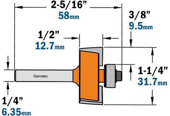 CMT 811.100.11 Fresa Diritta In Metallo Duro, Gambo 6.35 Mm, Taglio 10x20 Mm