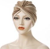 Cabantis 2 color Hijab - Hoofddeksel - Islamitisch - Tulband - Muts - Chemo - Beige & Lichtbruin