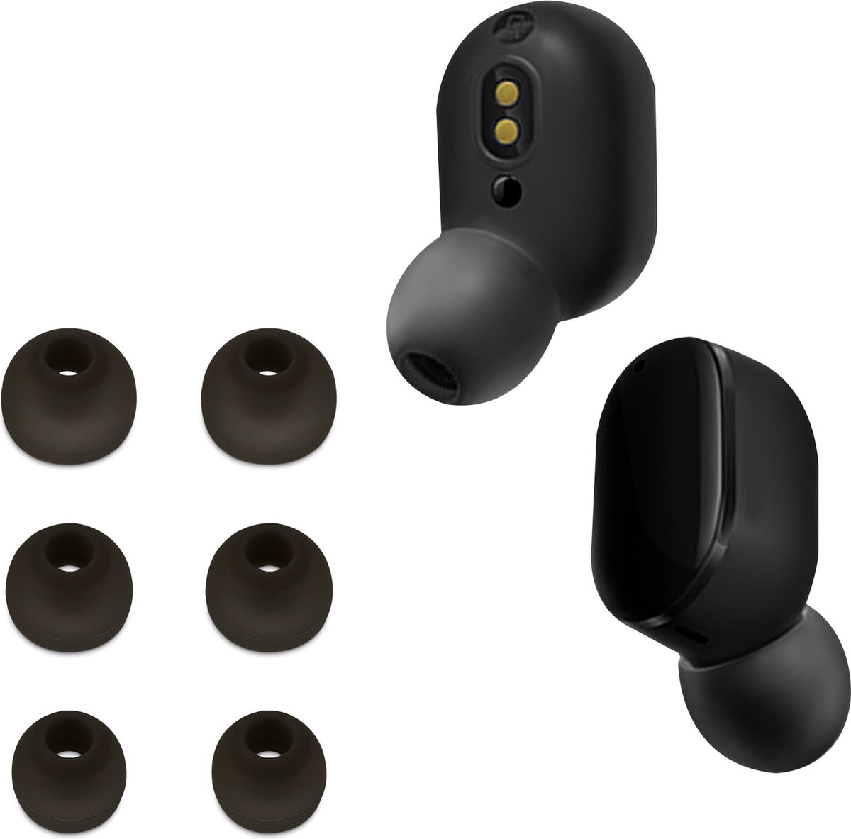 kwmobile 6x cover voor in-ear oortjes compatibel met JBL Tour Pro 2 - Vervangende oordopjes van siliconen in beige - 3 maten