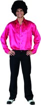 Jaren 80 & 90 Kostuum | Roze Ruche Hemd Man | Maat 56-58 | Carnaval kostuum | Verkleedkleding