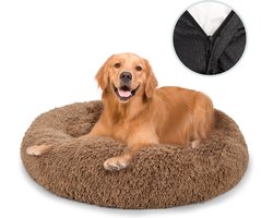 Behave Hondenmand Deluxe - Maat S - 50 cm - Hondenkussen - Hondenbed - Donutmand - Wasbaar - Fluffy - Donut - Bruin