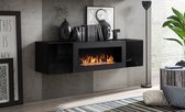 FLY SBK TV-meubel met open haard - Mat zwart - Verschillende kleuropties - Elegant en praktisch
