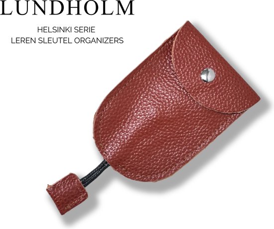 Lundholm sleutelhanger leer cognac bruin - leren sleuteletui sleutel organizer Scandinavisch design | Helsinki serie