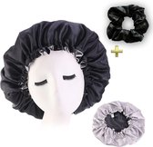 Zwarte Satijnen Slaapmuts / Hair Bonnet / Haar bonnet van Satijn / Satin bonnet / Afro nachtmuts voor slapen