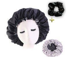 Zwarte Satijnen Slaapmuts / Hair Bonnet / Haar bonnet van Satijn / Satin bonnet / Afro nachtmuts voor slapen