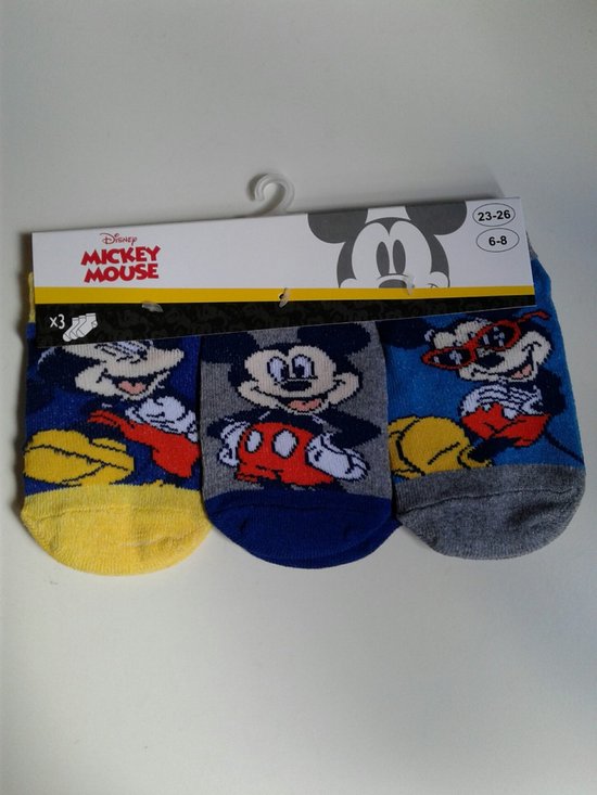 Mickey Mouse -enkelsokken Mickey Mouse - 3 paar - jongens - maat 23/26