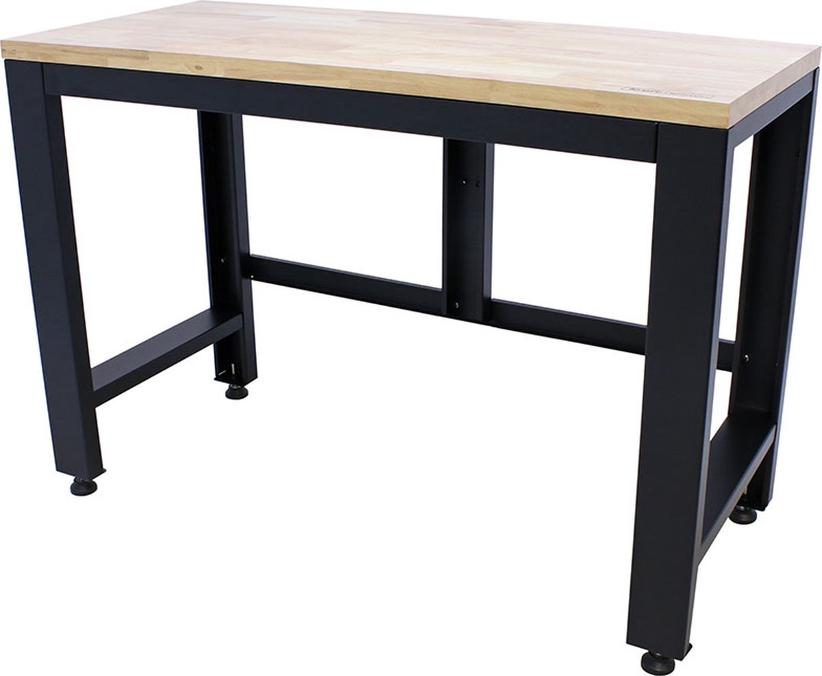 Kraftmeister werkbank Premium 136 cm - Werktafel met eiken werkblad - Zwart