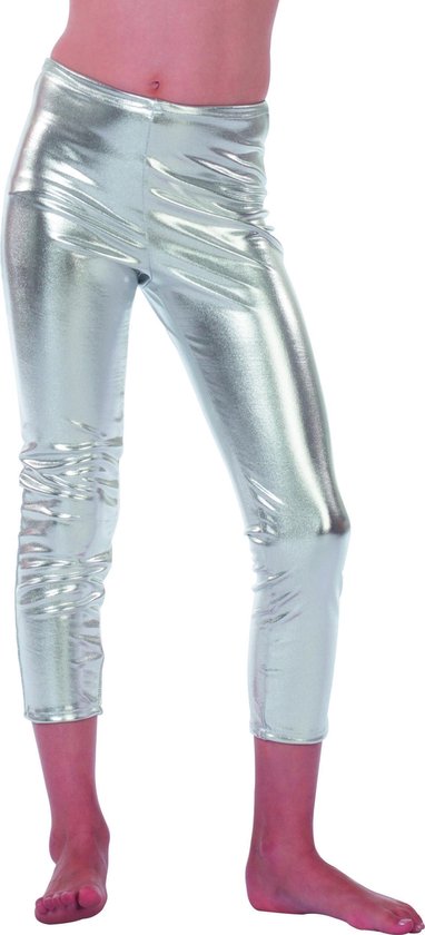 Wilbers & Wilbers - Glitter & Glamour Kostuum - Ms Silver Legging Kinderen Meisje - Zilver - Maat 140 - Carnavalskleding - Verkleedkleding