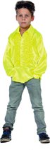 Carnavalskleding Ruchesblouse satijn neon fluor geel kind Maat 128