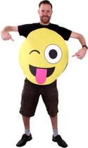 PartyXplosion -Emoticon Smiley Kostuum Uitgestoken Tong - geel - One size - Carnavalskleding - Verkleedkleding