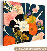 Canvas Schilderij Bloemen - Vaas - Schilderij - Planten - 120x90 cm - Wanddecoratie