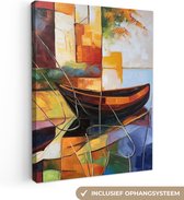 Canvas Schilderij Abstract - Kunst - Boot - Kleuren - 30x40 cm - Wanddecoratie