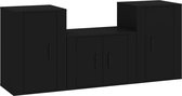 vidaXL - 3-delige - Tv-meubelset - bewerkt - hout - zwart