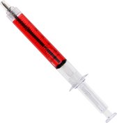 Balpen Injectienaald - Fopartikel - 13 Cm - Transparant- Rood - Cadeau - Pen