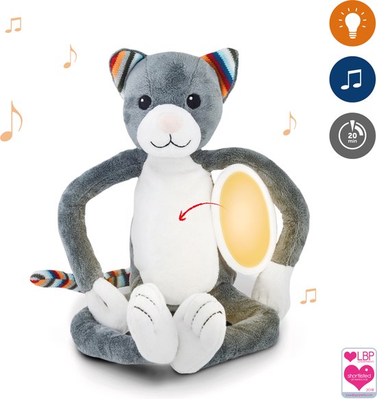 Zazu - Katie de Kat - Peuterknuffel - Deze mooie peuterknuffel van Zazu heeft een uitneembare module welke zowel een nachtlampje is als een muziekdoosje met verschillende instelbare muziekjes - Genomineerd voor Baby Product van het Jaar !