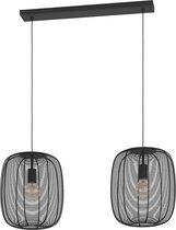 EGLO Rinroe Hanglamp - E27 - 2 lichts - 90 cm - Zwart - Staal