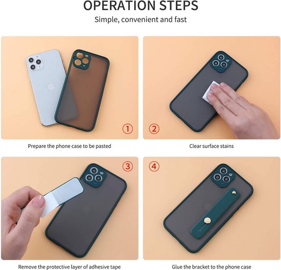 Support de téléphone adhésif I Bouton de téléphone I Anneau de maintien I Prise en main pour smartphone I Avec support pour smartphone I Zwart
