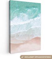 Canvas Schilderij Zee - Strand - Blauw - Natuur - 60x90 cm - Wanddecoratie