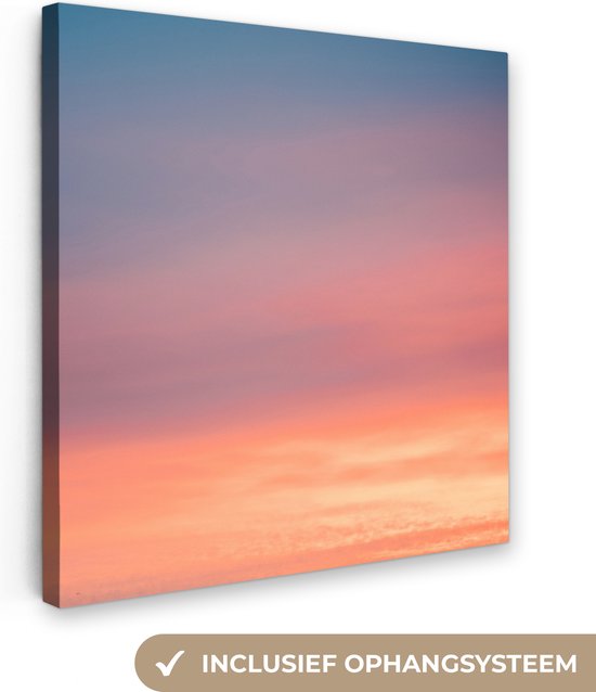 Canvas Schilderij Zon - Lucht - Wolken - Roze - 50x50 cm - Wanddecoratie