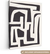 Canvas Schilderij Vormen - Abstract - Pastel - Zwart - 90x120 cm - Wanddecoratie