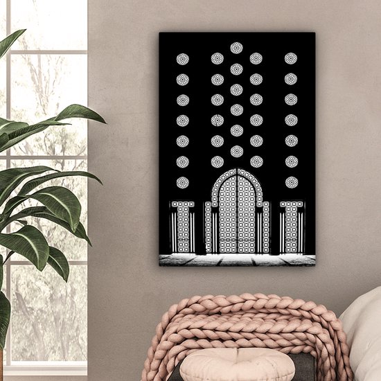 Canvas Schilderij Architectuur - Zwart - Wit - Patroon - 40x60 cm - Wanddecoratie