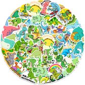 Grappige Dino Stickers met Teksten | 50 stuks | Stickermix voor laptop, muur, fiets, skateboard, koelkast etc. | Geschikt voor kinderen