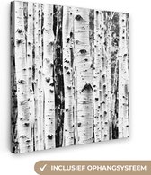 Canvas Schilderij Bomen - Hout - Zwart wit - Natuur - 90x90 cm - Wanddecoratie