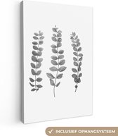 Tableau sur toile Plantes - Feuilles - Nature - Wit - 80x120 cm - Décoration murale