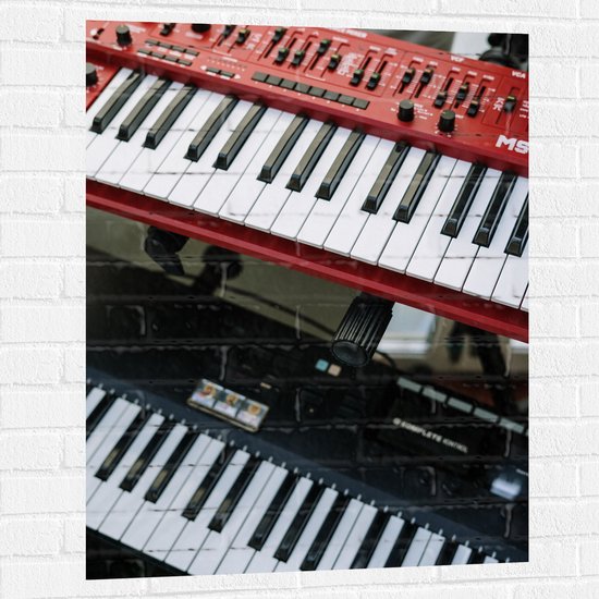 Muursticker - Rood en Zwart Keyboard - 75x100 cm Foto op Muursticker
