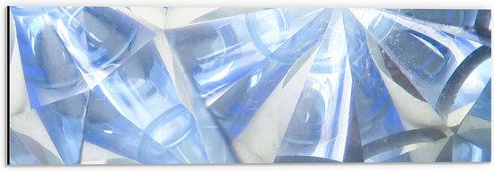 Dibond - Abstracte Lichtblauwe Vakken in Tegengestelde Richtingen - 60x20 cm Foto op Aluminium (Wanddecoratie van metaal)