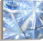 Hout - Abstracte Lichtblauwe Vakken in Tegengestelde Richtingen - 50x50 cm - 9 mm dik - Foto op Hout (Met Ophangsysteem)