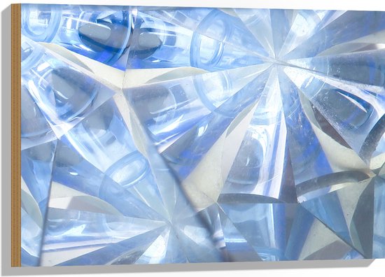 Hout - Abstracte Lichtblauwe Vakken in Tegengestelde Richtingen - 75x50 cm - 9 mm dik - Foto op Hout (Met Ophangsysteem)