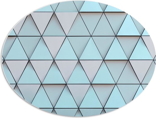 PVC Schuimplaat Ovaal - Geometrisch Ruit Patroon in Blauwe Kleur - 96x72 cm Foto op Ovaal (Met Ophangsysteem)
