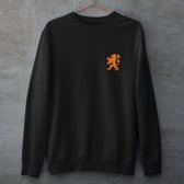 Zwarte EK WK Koningsdag Trui Lion Chest Oranje - Maat 4XL - Uniseks Pasvorm - Oranje Feestkleding