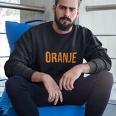 Zwarte EK WK Koningsdag Trui Met Tekst Oranje In Oranje - Maat XXL - Uniseks Pasvorm - Oranje Feestkleding